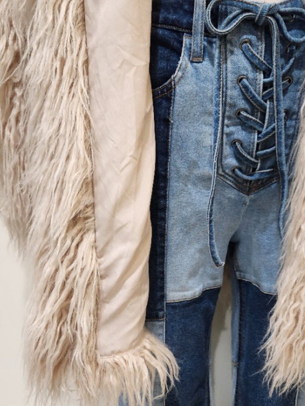 🦋💋UBER GORGE!💋🦋 Free People 70s Vibe Boho-Chic Renata Fur Coat in Sand - Picture 12 of 16